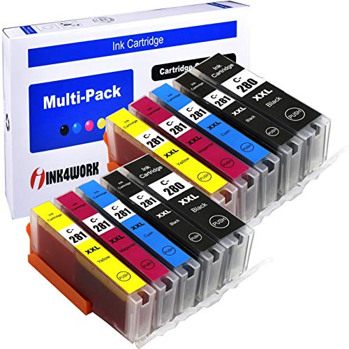 INK4WORK Compatible Ink Cartridge Replacement for Canon PGI-280 XXL CLI-281 XXL PGI280XXL CLI281XXL for PIXMA TS6120 TS8120 TS9120 TR7520 TR8520 (10-Pack)