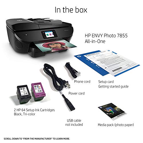 HP ENVY Photo 7855 All In One Photo Printer with Wireless Printing, Instant Ink Ready (K7R96A) (Renewed)