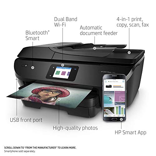 HP ENVY Photo 7855 All In One Photo Printer with Wireless Printing, Instant Ink Ready (K7R96A) (Renewed)