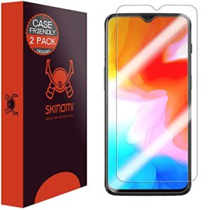 skinomi techskin [2-pack] (case compatible) clear screen protector for oneplus 6t anti-bubble hd tpu film