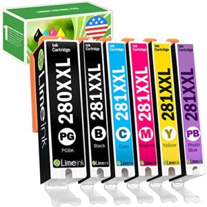 limeink compatible ink cartridge replacement for pgi-280xxl cli-281xxl 280 xxl 281xxl for canon pixma ts8100 ts8120 ts8200 ts8220 ts8222 ts8300 ts8320 ts8322 ts9100 ts9120 printers (6 pack)