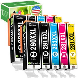 limeink compatible ink cartridge replacement for pgi-280xxl cli-281xxl 280 xxl 281xxl for canon pixma tr8520 ts9120 ts8220 ts6120 ts6220 ts6320 tr8500 tr7520 ts8120 ts8320 ts9100 printers (10 pack)