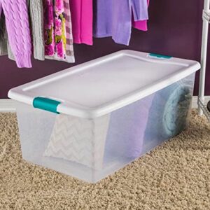 Sterilite 106 Quart Clear Plastic Stackable Storage Container Bin Box Tote with White Latching Lid Organizing Solution for Home & Classroom, 20 Pack