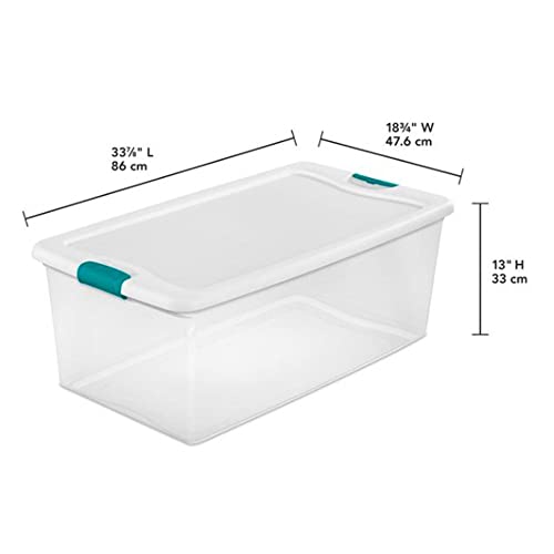 Sterilite 106 Quart Clear Plastic Stackable Storage Container Bin Box Tote with White Latching Lid Organizing Solution for Home & Classroom, 20 Pack