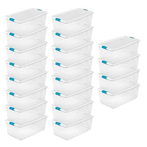 Sterilite 106 Quart Clear Plastic Stackable Storage Container Bin Box Tote with White Latching Lid Organizing Solution for Home & Classroom, 20 Pack