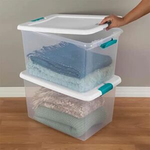 Sterilite 106 Quart Clear Plastic Stackable Storage Container Bin Box Tote with White Latching Lid Organizing Solution for Home & Classroom, 20 Pack