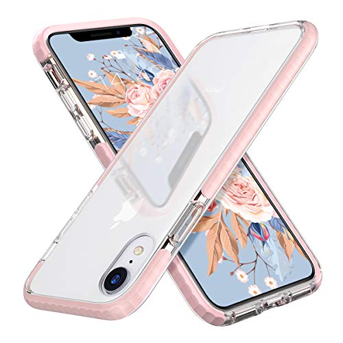 MATEPROX iPhone XR Case Clear Thin Slim Anti-Yellow Anti-Slippery Anti-Scratches Cover Shockproof Bumper Case for iPhone XR 6.1''(Pink)