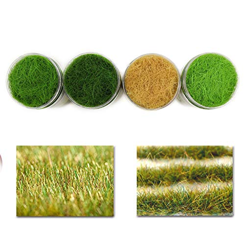 CFA4 4 x 300ml Mixed 12mm Static Grass Terrain Powder Green Fake Grass Fairy Garden Miniatures Landscape Artificial Sand Table Model Railway Layout