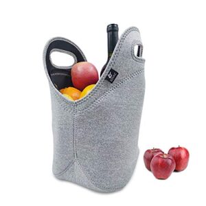 Neoprene Lunch Bag,LOVAC Thick Insulated - Durable & Waterproof Lunch Tote With Zipper For Outdoor Travel Work School (Cool Gray)