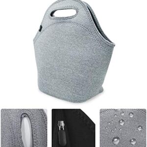 Neoprene Lunch Bag,LOVAC Thick Insulated - Durable & Waterproof Lunch Tote With Zipper For Outdoor Travel Work School (Cool Gray)