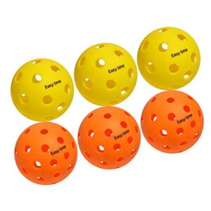 easytime pickleball, 40 holes pickleball balls for outdoor sport, 26 holes for indoor, highly durable and consistent bounce, usapa standard for pickleball sport, 6 pack