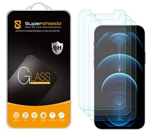 supershieldz (3 pack) designed for iphone 12, iphone 12 pro, iphone 11 and iphone xr (6.1 inch) tempered glass screen protector, anti scratch, bubble free