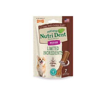 nylabone nutri dent filet mignon flavored dog dental chews 7 medium 3.75" treats for dogs 15-30 lbs.