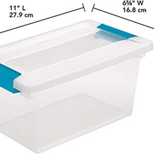 Sterilite Plastic Medium Clip Stacking Storage Box Container with Latching Lid for Home, Office, Workspace, and Utility Space Organization, 16 Pack