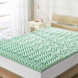 mellow 1.5 inch 5-zone memory foam mattress topper, calming aloe infusion, twin xl
