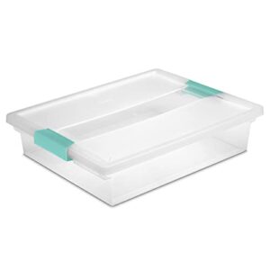 sterilite large clear plastic stackable storage container bin box tote with clear latching lid organizing solution for home & classroom, 30 pack
