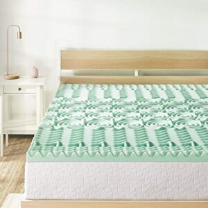 Mellow 1.5 Inch 5-Zone Memory Foam Mattress Topper, Calming Aloe Infusion, Twin