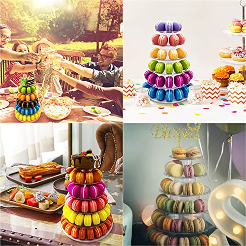 6 Tiers Round Macaron Tower Stand Plastic Transparent Cake Stand Macaron Display Rack Desserts Cupcake Holder Platter for Baby Shower, Birthday Party, Wedding, Party Decor by Greatstar