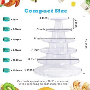 6 Tiers Round Macaron Tower Stand Plastic Transparent Cake Stand Macaron Display Rack Desserts Cupcake Holder Platter for Baby Shower, Birthday Party, Wedding, Party Decor by Greatstar