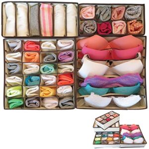 evelots 4 pack - underwear organizer drawer-foldable-socks/bras/scarves-45 sections