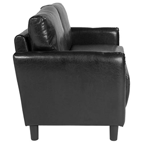 Flash Furniture Candler Park Upholstered Loveseat in Black LeatherSoft