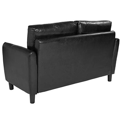 Flash Furniture Candler Park Upholstered Loveseat in Black LeatherSoft