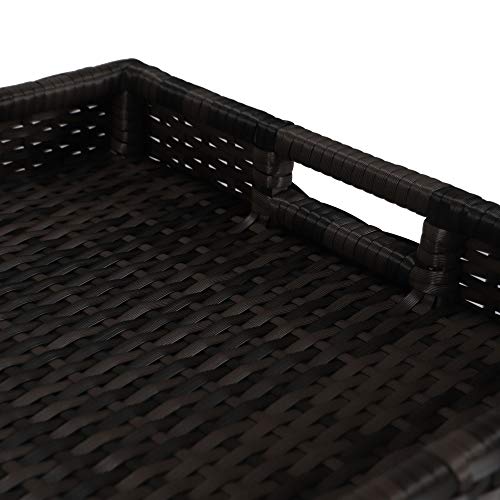 Outdoor/Indoor Hand Woven PE Rattan Large Serving Tray (Espresso)