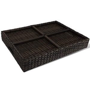 Outdoor/Indoor Hand Woven PE Rattan Large Serving Tray (Espresso)