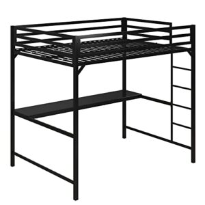 dhp miles metal full loft bed with desk, black