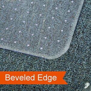 Office Chair Mats for Carpeted Floors, Studded Desk Floor Mat, Clear Heavy Duty for Low and Medium Pile, Beveled Edge with Lip Large 36" X 48" Shipped Flat by Mastermat
