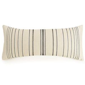 ayesha curry natural instincts double cloth decorative pillow, stripe 12 x 26 in, linen