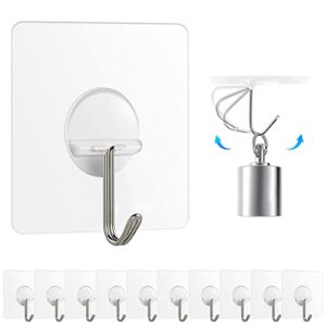 adhesive hooks,transparent seamless stainless steel ultra strong wall hooks for kitchen bathroom ceiling door utility hooks(12 pcs)