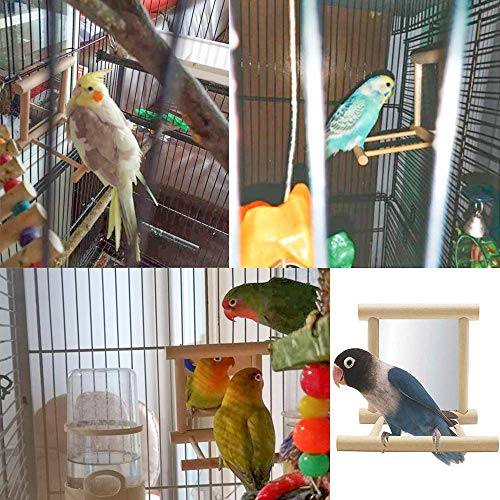 Bird Toy for Parrot Parakeets Conures Cockatiels Cage Swing Wooden Mirror Fun Play Toy for Birds