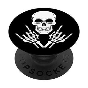 rock hands skull skeleton on black background popsockets popgrip: swappable grip for phones & tablets