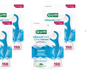 GUM - 888JC Advanced Care Flossers, Fresh Mint, Vitamin E & Fluoride, 150 Count (Pack of 4)