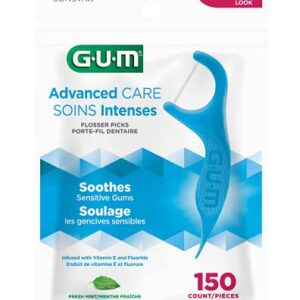 GUM - 888JC Advanced Care Flossers, Fresh Mint, Vitamin E & Fluoride, 150 Count (Pack of 4)