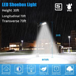 LED Parking Lot Lights Outdoor 300W with Adjustable Arm Mount, LED Shoebox Area Light 5500K,39000 Lumens, IP65 Waterproof Outdoor Commercial Area Street Flood Lighting (300W Arm Mount)