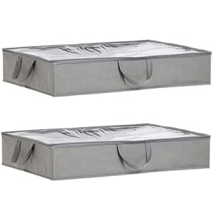 amazon basics under bed fabric storage container bags with window and handles - 2-pack, 30.2 x 20 x 5.7 inches, gray