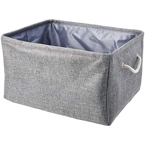 Amazon Basics Fabric Storage Basket Container with Handles and Drawstring, Large