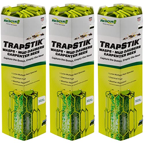 RESCUE! TrapStik for Wasps, Mud Daubers, Carpenter Bees - 3 Pack