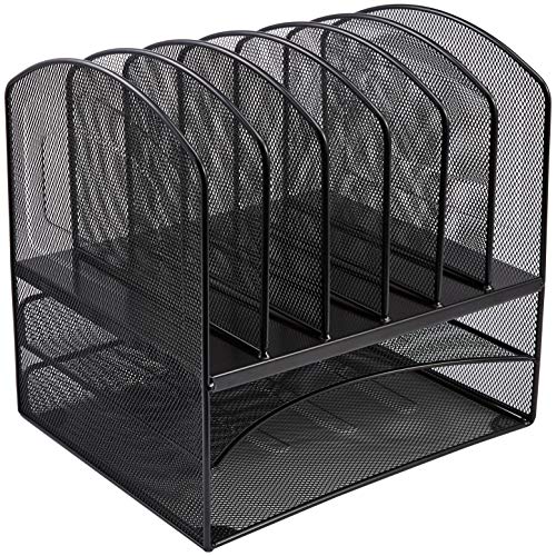 Amazon Basics Mesh Six Slot File Storage Office Organizer with Double Tray