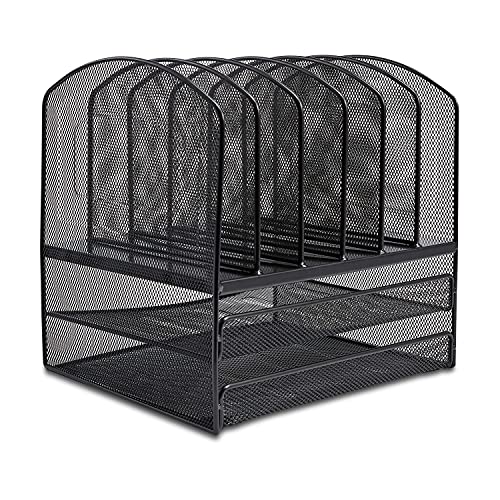 Amazon Basics Mesh Six Slot File Storage Office Organizer with Double Tray