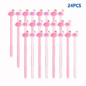 creative flamingo pen black ink gel refills ballpoint pens novelty animal rollerball fine point roller ball drawing wring escolar decoration stationery gift, 24pcs bulk arkin