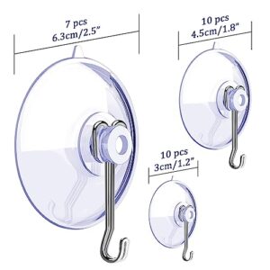 DSMY - 27 Packs Suction Cup Hooks,Home Kitchen Bathroom Suction Hooks,Window Suction Cups with Hooks Wall Hooks for Glass Towel Keys Ballons Party