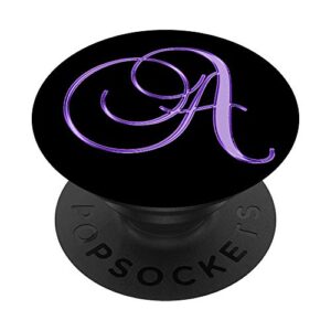 a purple black initial monogram capital letter name art popsockets popgrip: swappable grip for phones & tablets