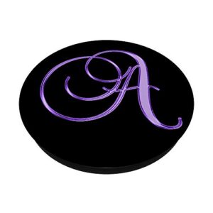 A Purple Black Initial Monogram Capital Letter Name Art PopSockets PopGrip: Swappable Grip for Phones & Tablets