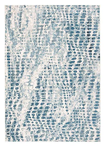 SAFAVIEH Aria Collection Area Rug - 5'1" x 7'6", Cream & Teal, Modern Boho Abstract Design, Non-Shedding & Easy Care, Ideal for High Traffic Areas in Living Room, Bedroom (ARA121A)