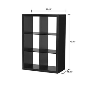 Better Homes and Gardens 4-Cube Organizer Storage Bookcase Bookshelf (4, White) (Solid Black, 6 Cube)