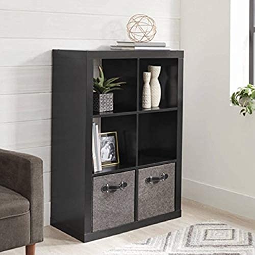 Better Homes and Gardens 4-Cube Organizer Storage Bookcase Bookshelf (4, White) (Solid Black, 6 Cube)