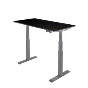 seville classics airlift pro s3 54" solid-top commercial-grade electric adjustable standing desk (51.4" max height) table - gray/black